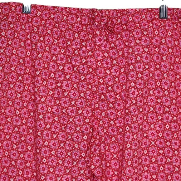 Victoria's Secret 2 Piece Pajama Set Women's Large Red Pink White Floral Cotton - Picture 6 of 13